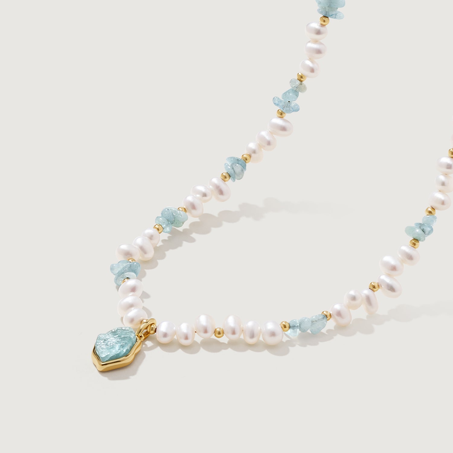 Raw Aquamarine Pearl Necklace