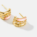 Pink Mother of Pearl C Hoop Earrings