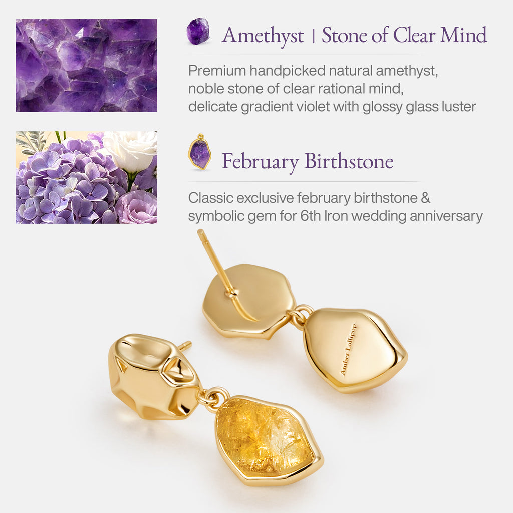 Raw Amethyst  Earrings