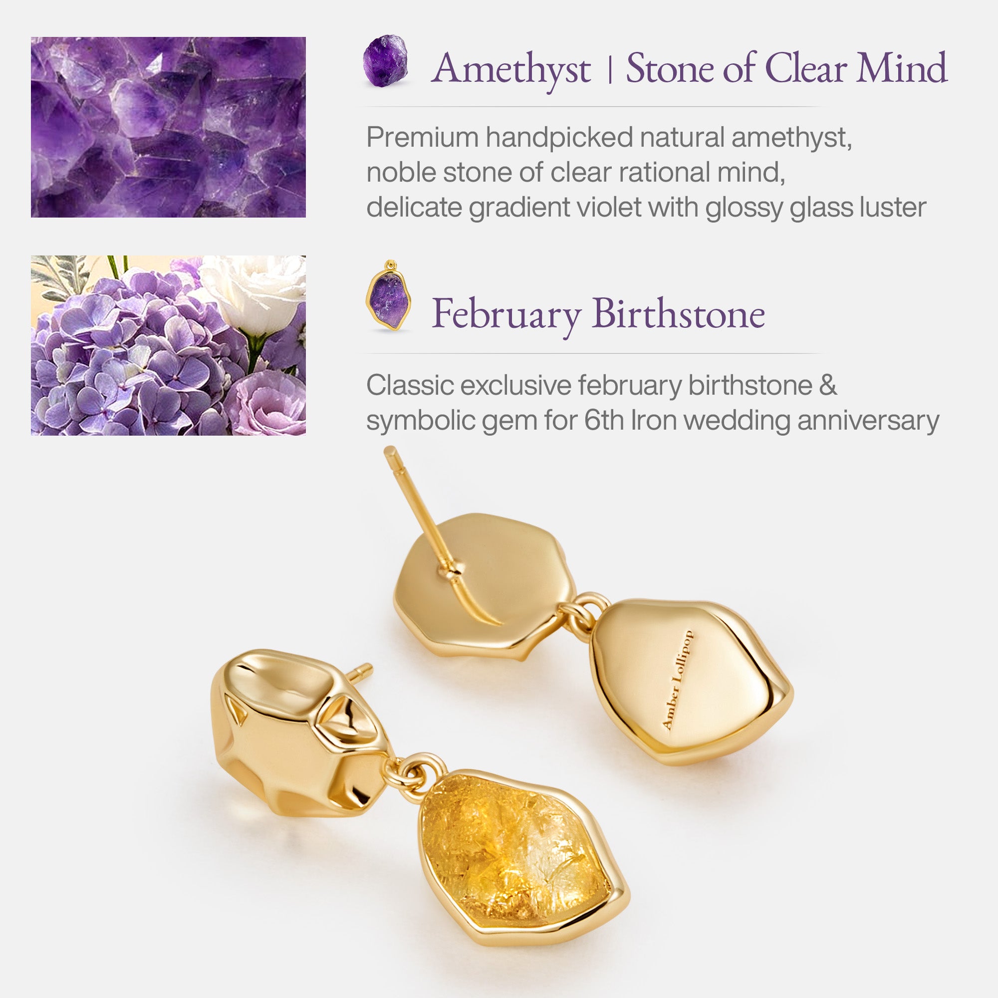 Raw Amethyst  Earrings