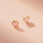 Blush Heart Rose Quartz Stud Earrings