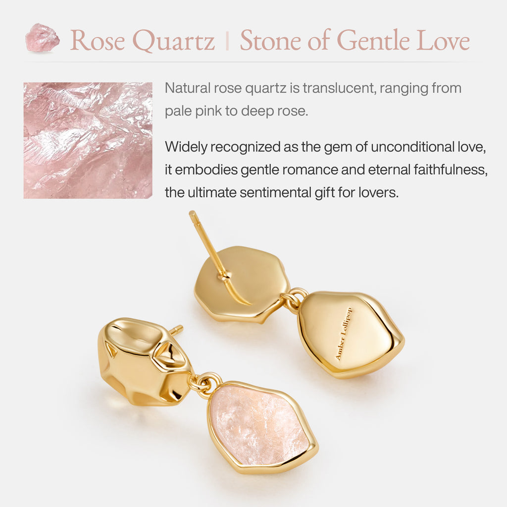 Raw Rose Quartz Earrings