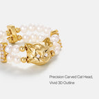 Personalized Cat Pearl Beaded Ring