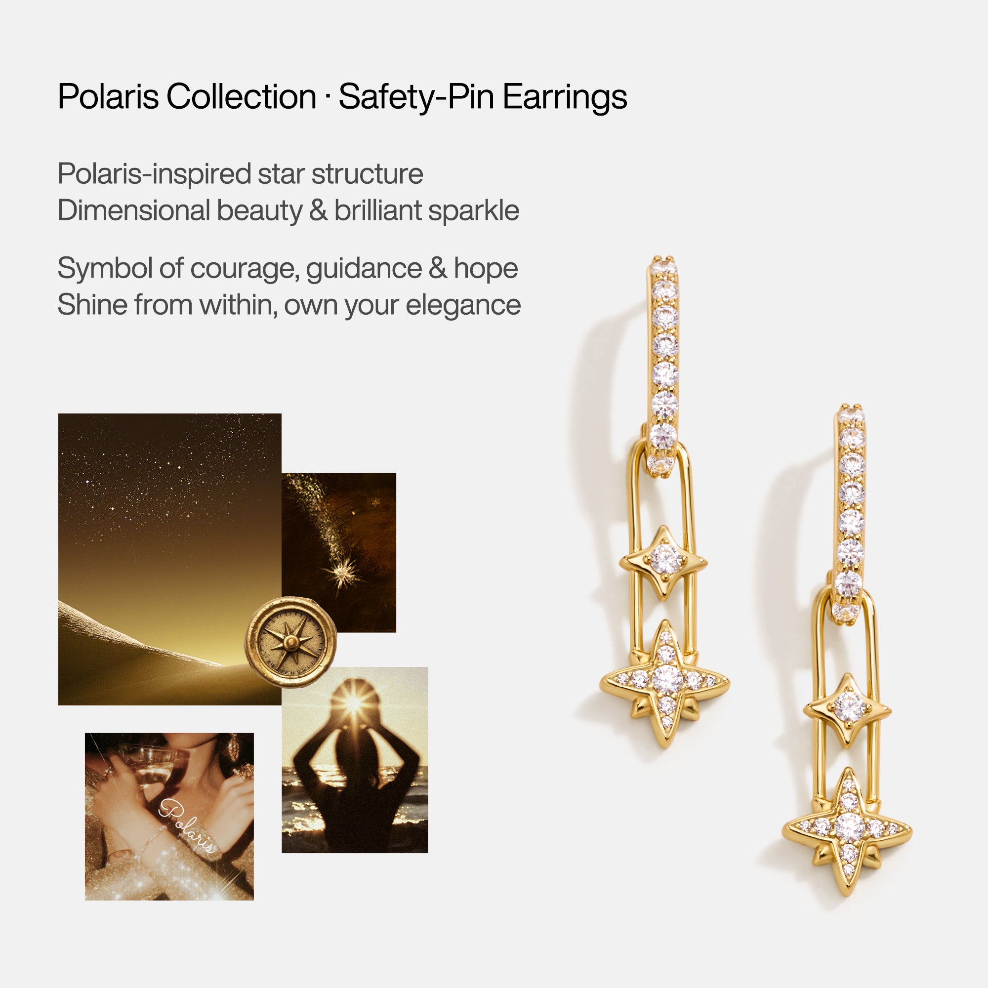 Celestial Star Paperclip Drop Earrings