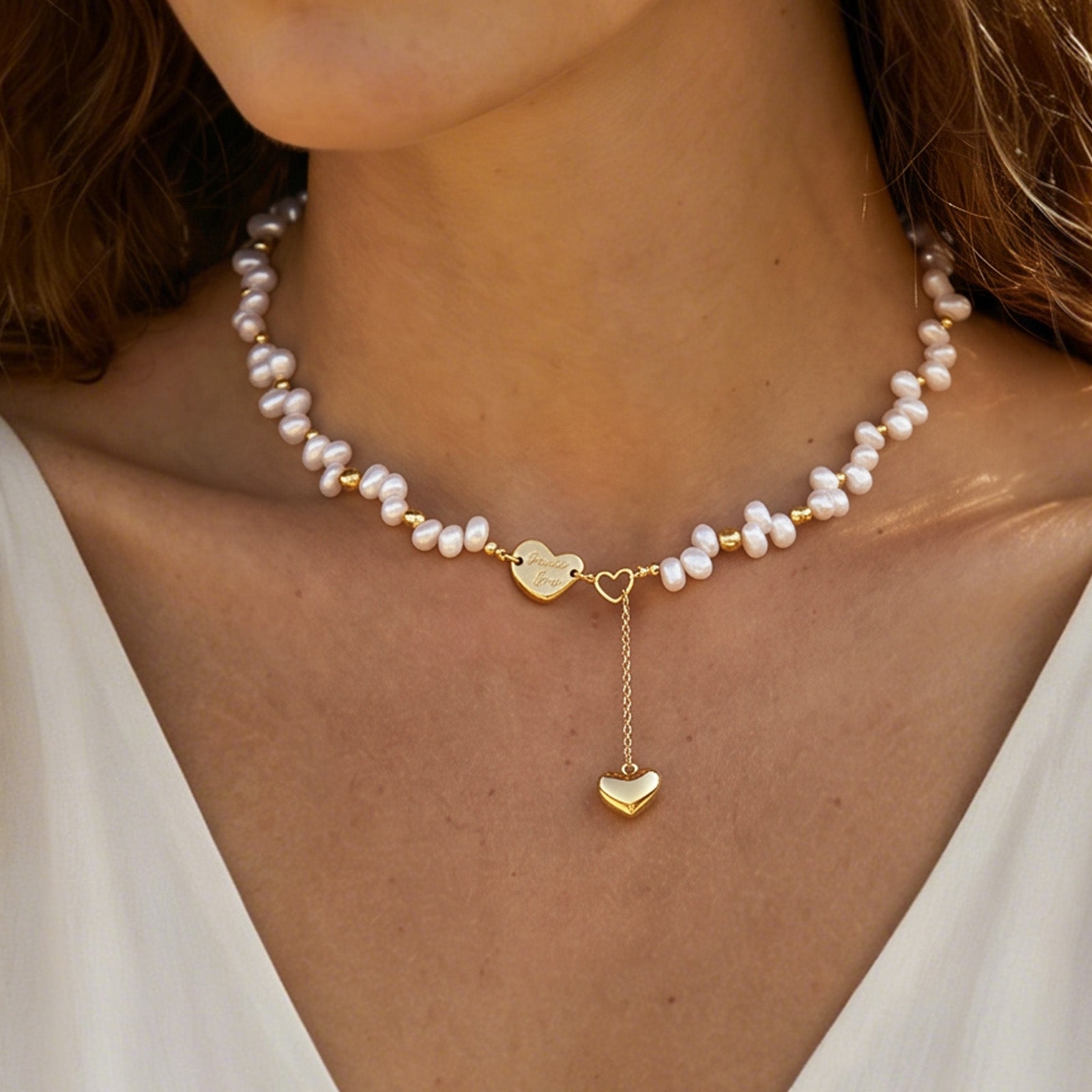 Lucky Heart Pearl Necklace