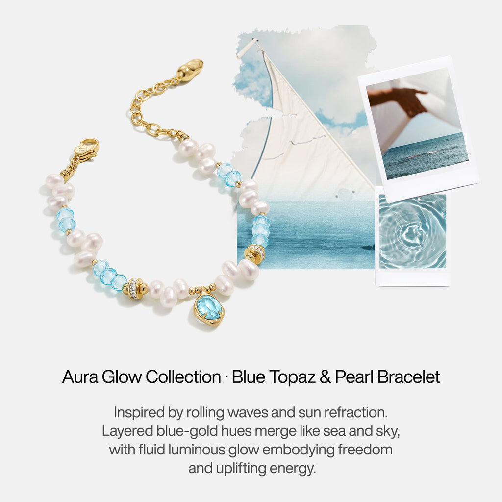 Raw Blue Topaz Pearl Bracelets