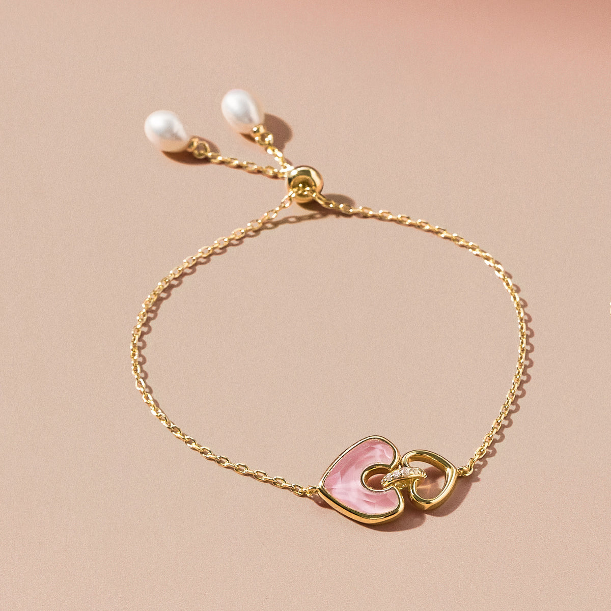 Blush Heart Rose Quartz Adjustable Bracelet