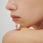 Lavender Baroque Pearl Bee Open Ring