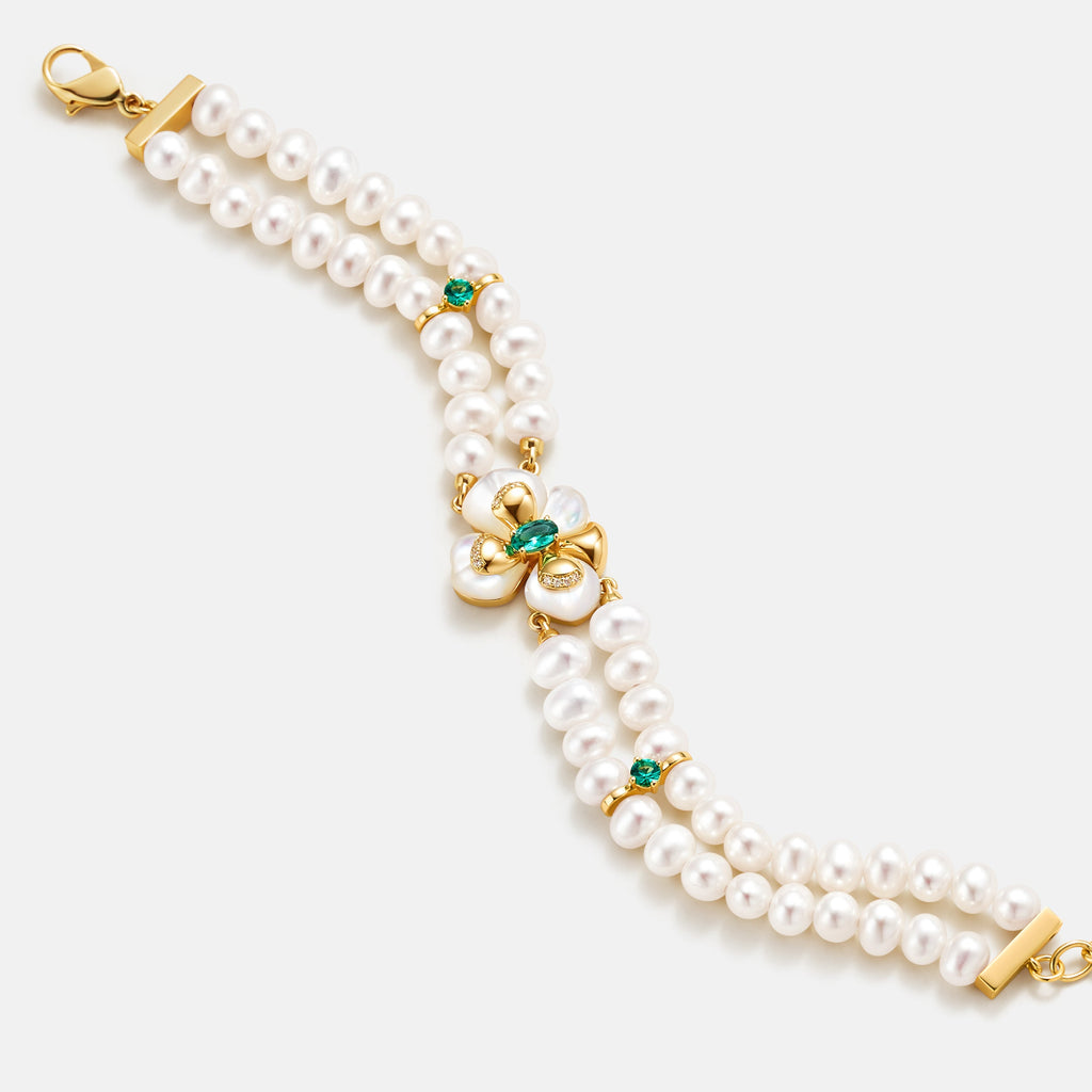 Chloris Pansy Pearl Bracelet