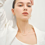 Gold Hoop Pearl Earrings