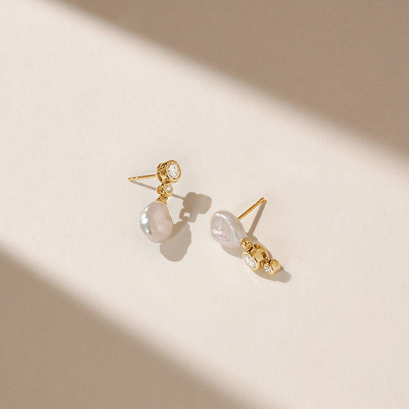 Floriography Pearl Asymmetric Drop Earrings
