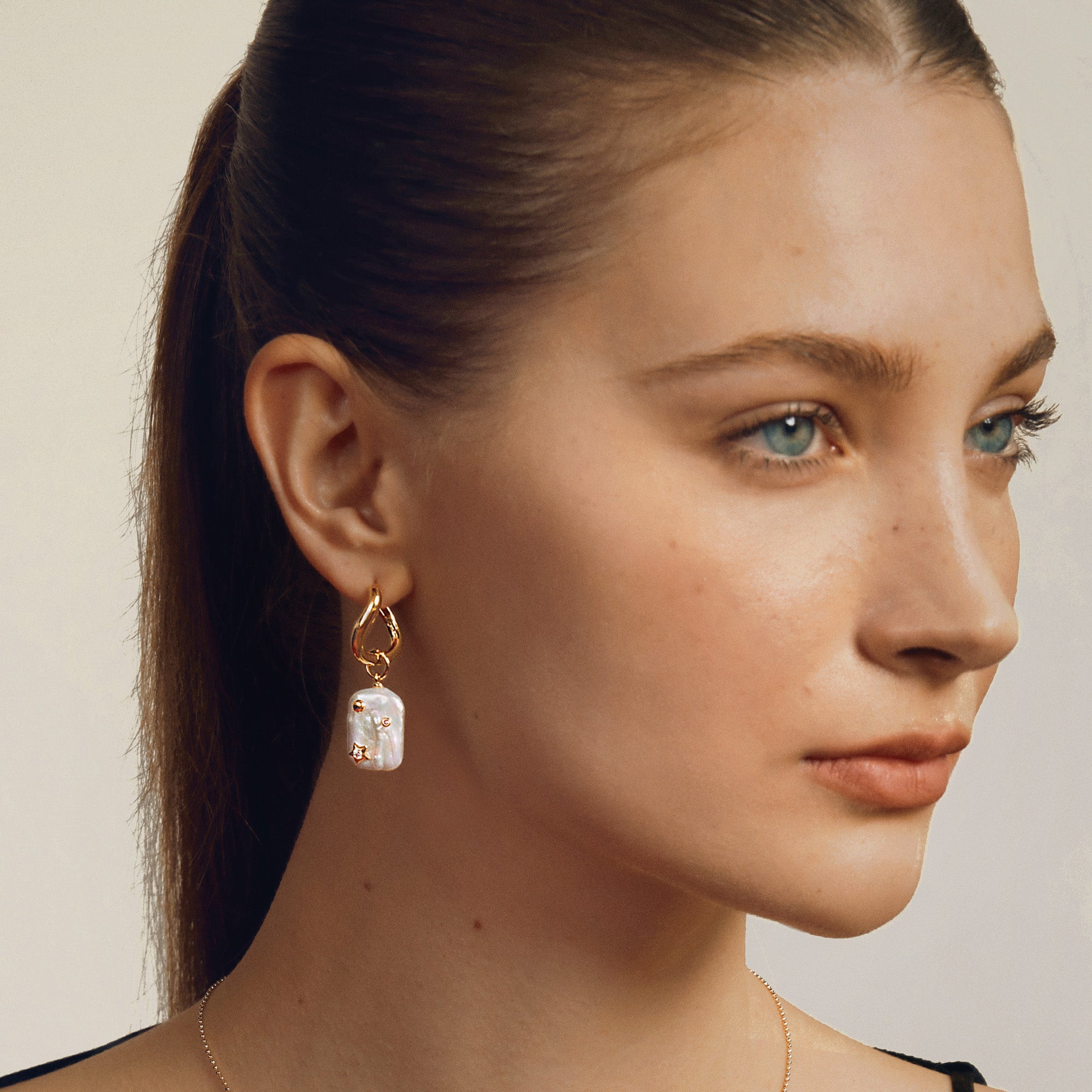 Moon Night Stars Baroque Pearl Earrings