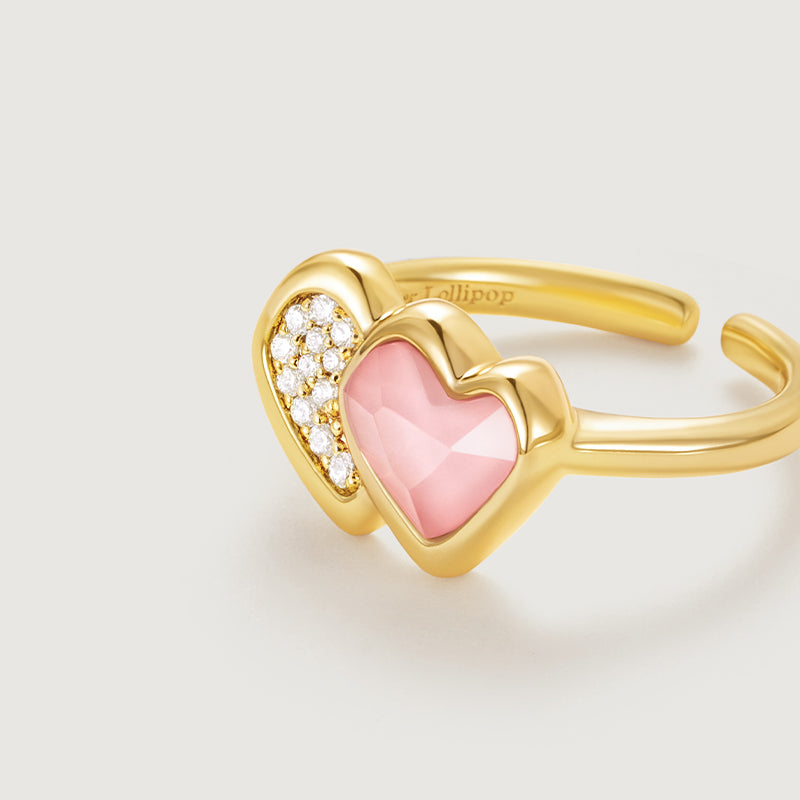 Blush Heart Rose Quartz Open Ring