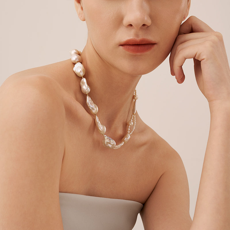 Sea Foam Baroque Pearl Necklace