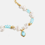 Raw Blue Topaz Pearl Bracelets