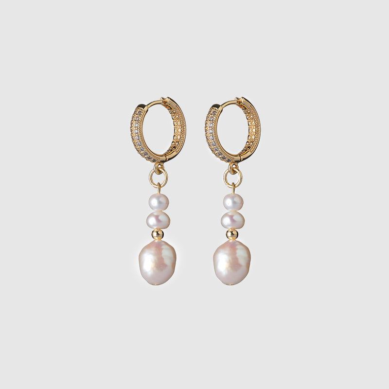 Gold Hoop Pearl Earrings