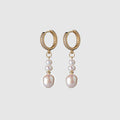 Gold Hoop Pearl Earrings