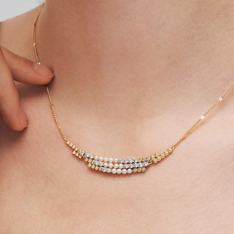 L’Essence Layered Pearl & Crystal Necklace