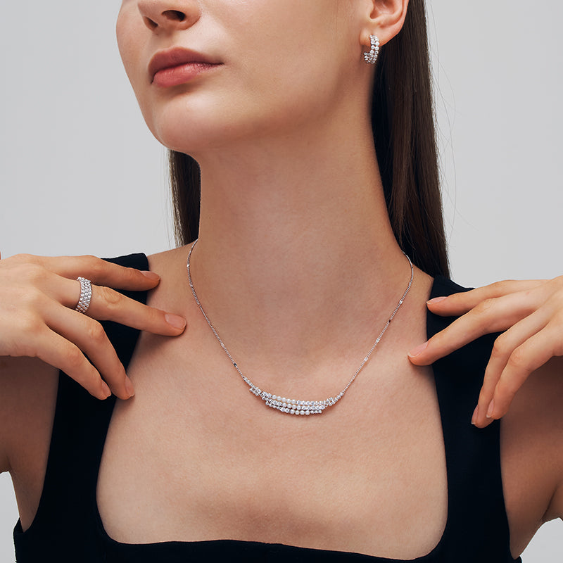 L’Essence Layered Pearl & Crystal Necklace