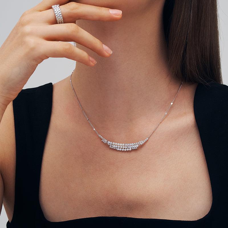 L’Essence Layered Pearl & Crystal Necklace
