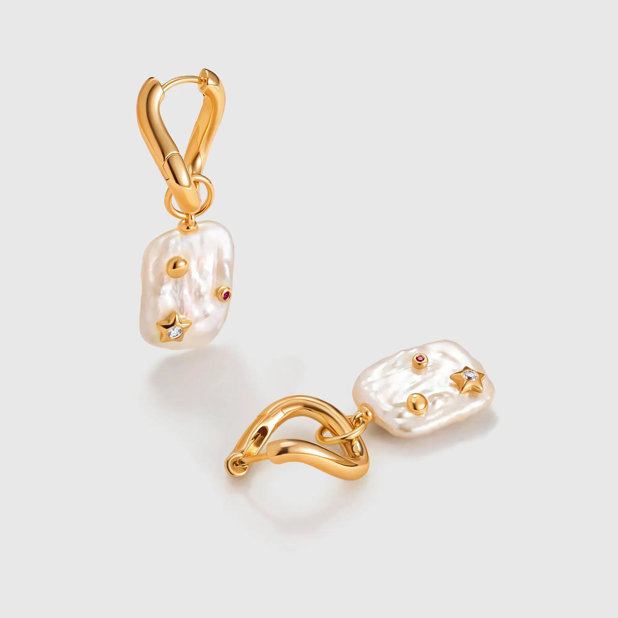 Moon Night Stars Baroque Pearl Earrings