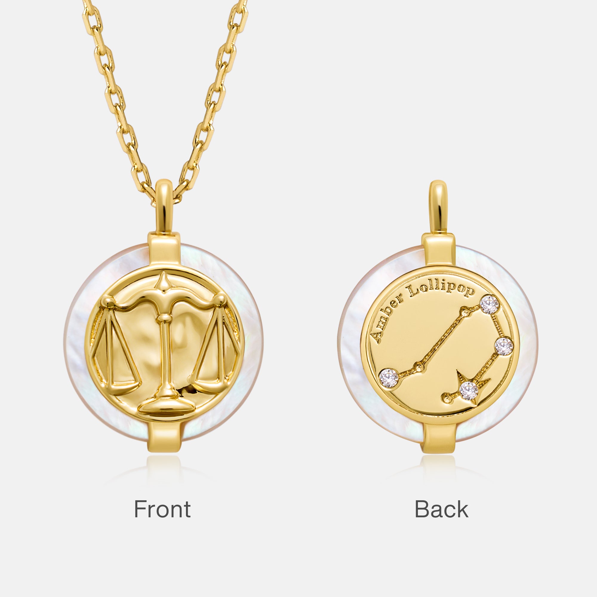 Stellar Zodiac Charm Mother of Pearl Necklace