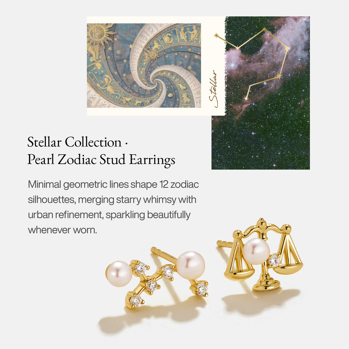 Stellar Zodiac Pearl Earrings