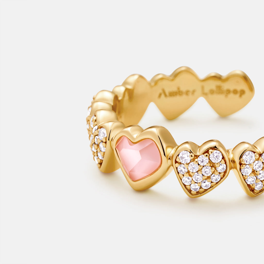 Blush Heart Rose Quartz Open Ring