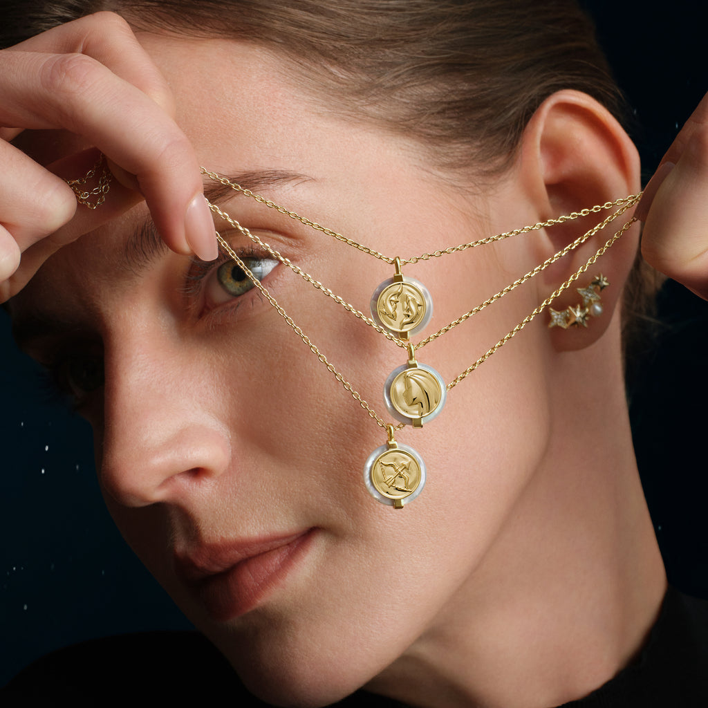 Stellar Zodiac Charm Mother of Pearl Necklace