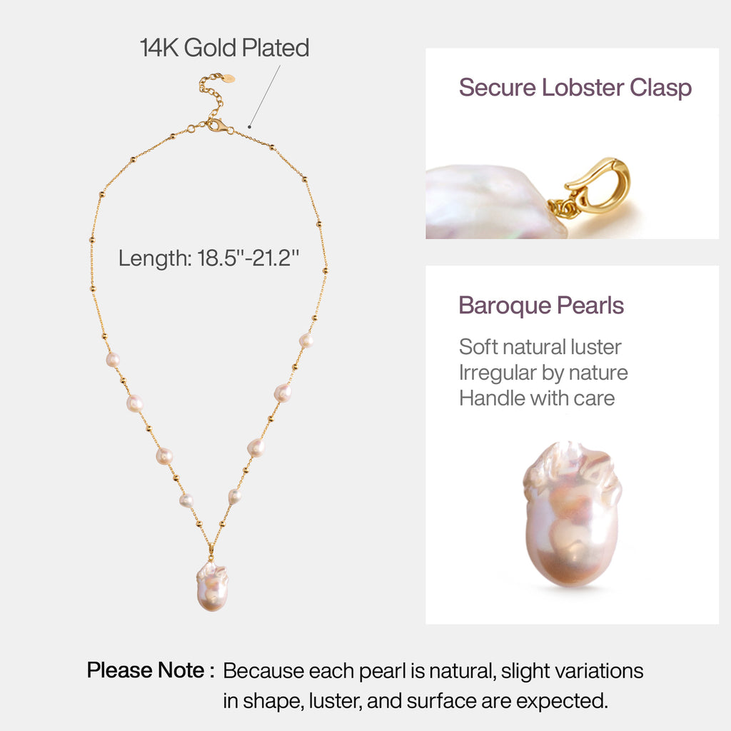 Gypsophila White Baroque Pearl Necklace