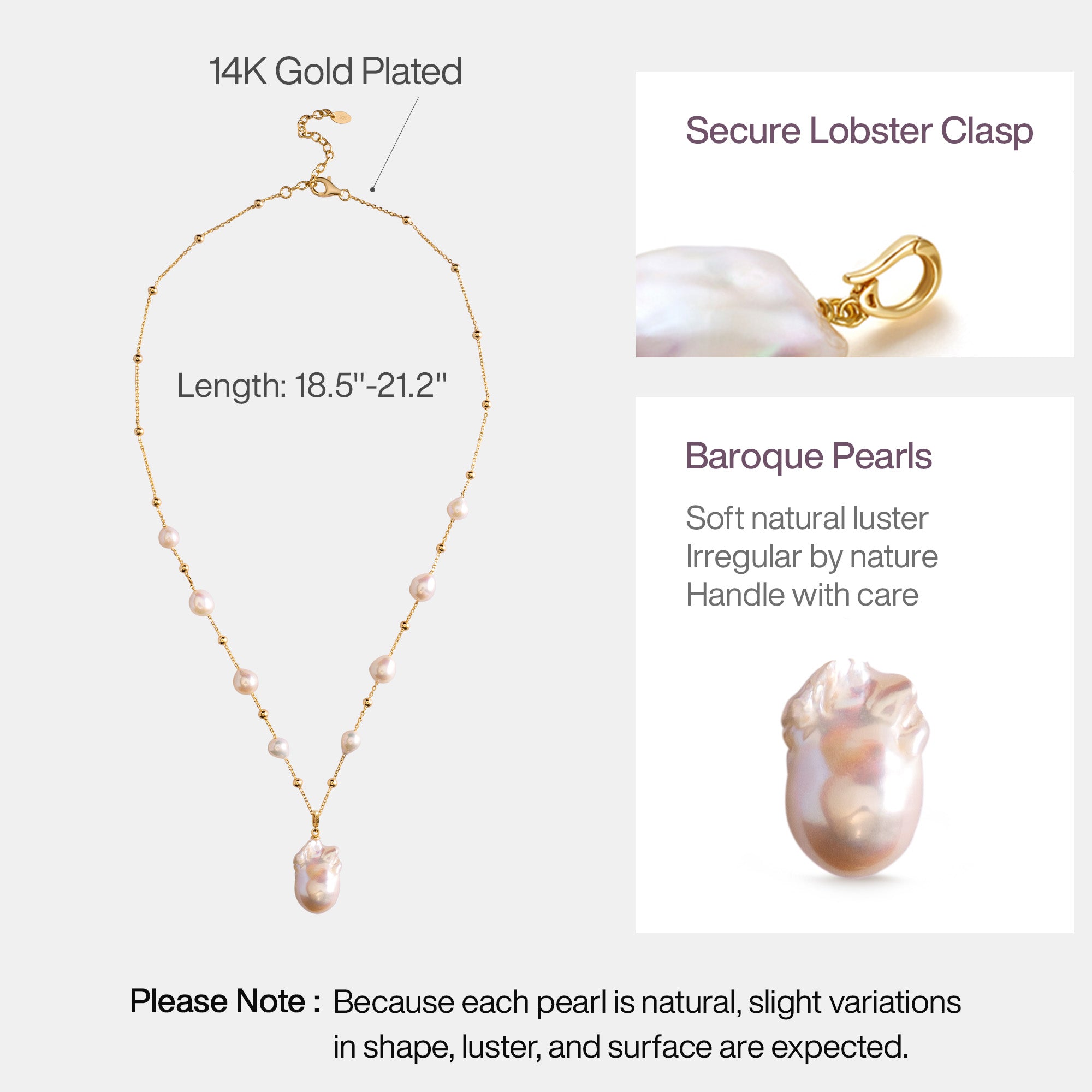Gypsophila White Baroque Pearl Necklace