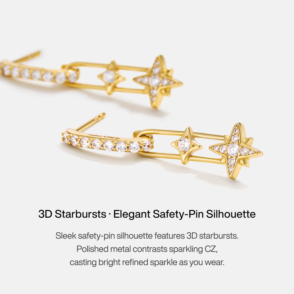 Celestial Star Paperclip Drop Earrings