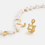 Cat Butterfly Pearl Necklace