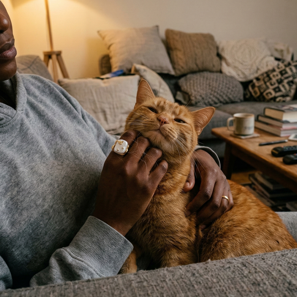 White Baroque Pearl Bee Open Ring