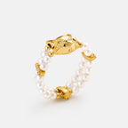 Personalized Cat Pearl Beaded Ring