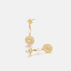 Celestial Star Pearl Drop Earrings