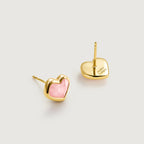 Blush Heart Rose Quartz Stud Earrings