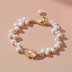 Blush Heart Rose Quartz Pearl Bracelet