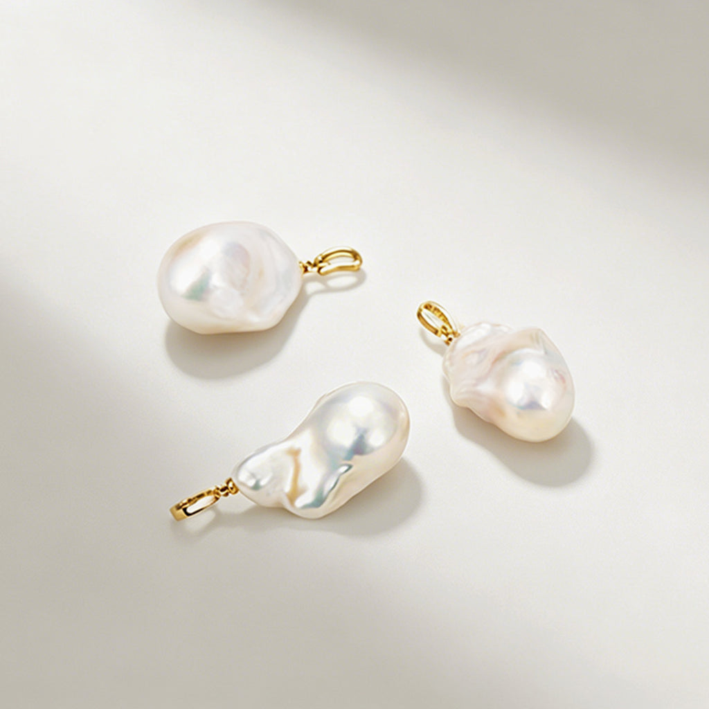 Large Baroque Pearl Pendant Necklace With Gold OT Chain