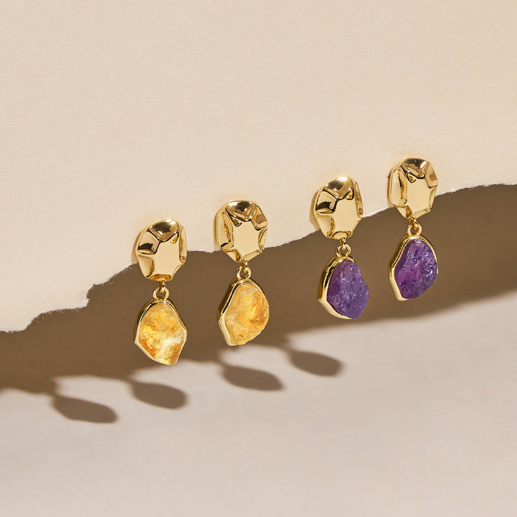 Raw Amethyst  Earrings