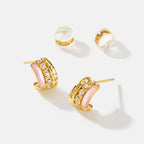 Pink Mother of Pearl C Hoop Earrings