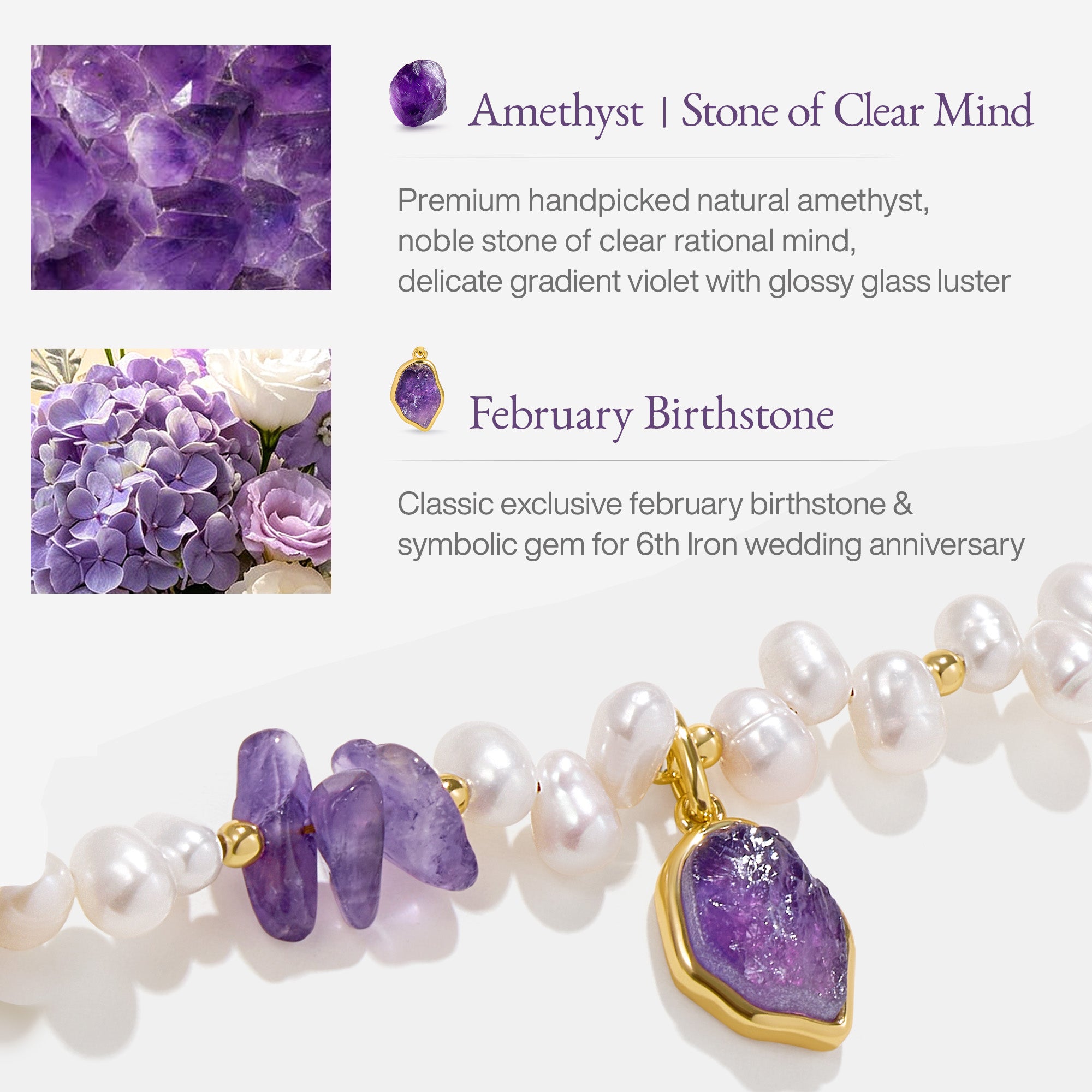 Raw Amethyst Pearl Necklace