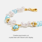 Raw Blue Topaz Pearl Bracelets