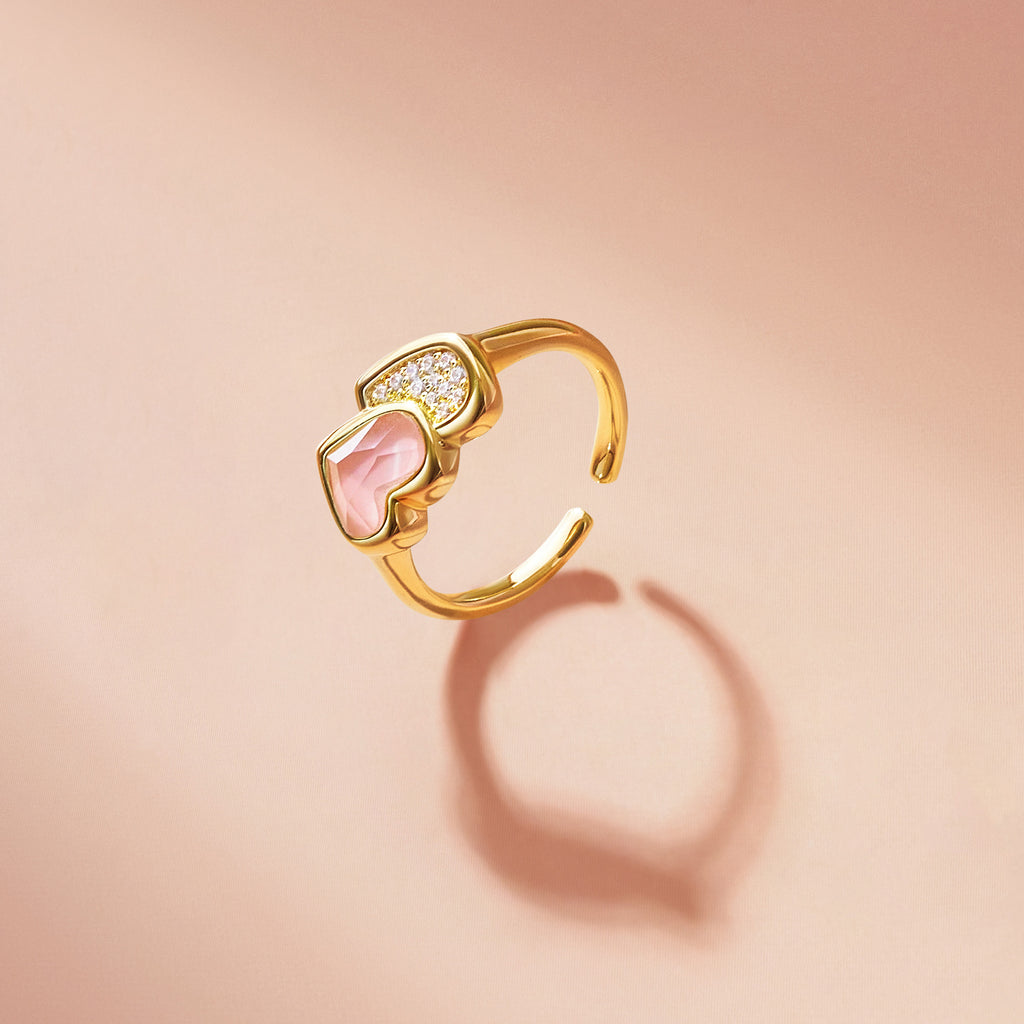Blush Heart Rose Quartz Open Ring