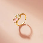 Blush Heart Rose Quartz Open Ring