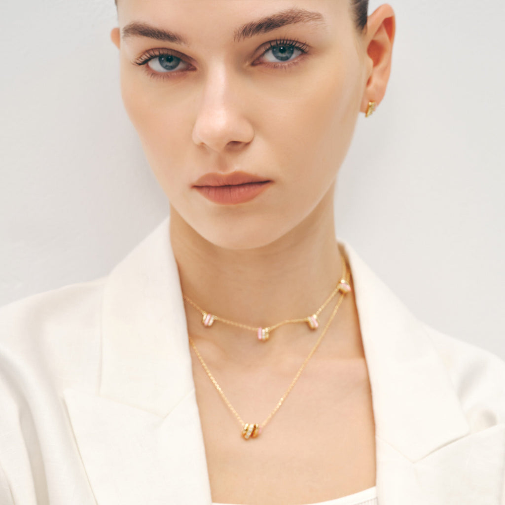 Pink Mother of Pearl Pendant Necklace
