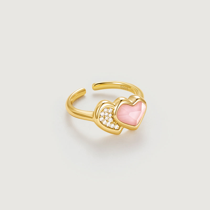 Blush Heart Rose Quartz Open Ring