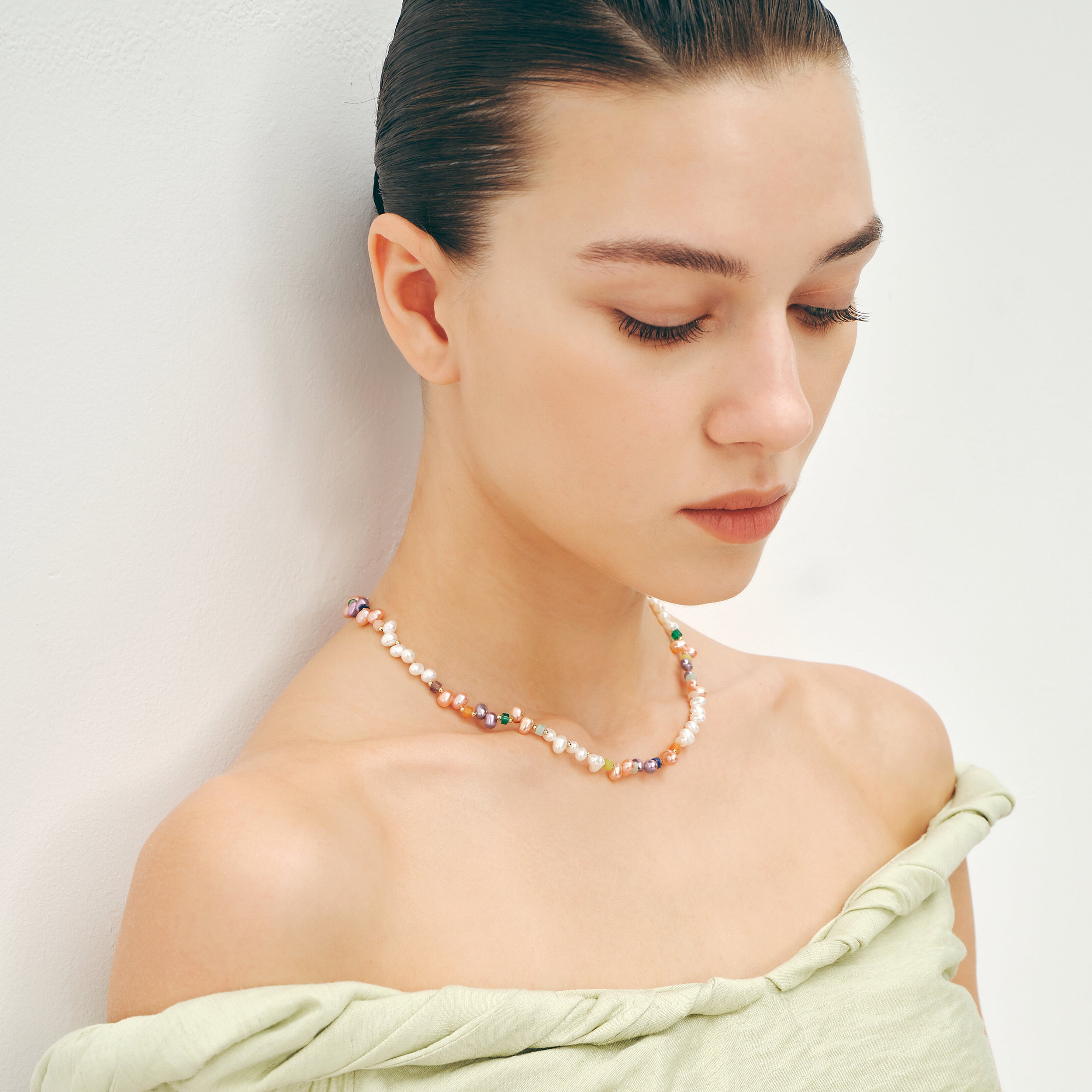 Colorful Beaded Pearl Necklace