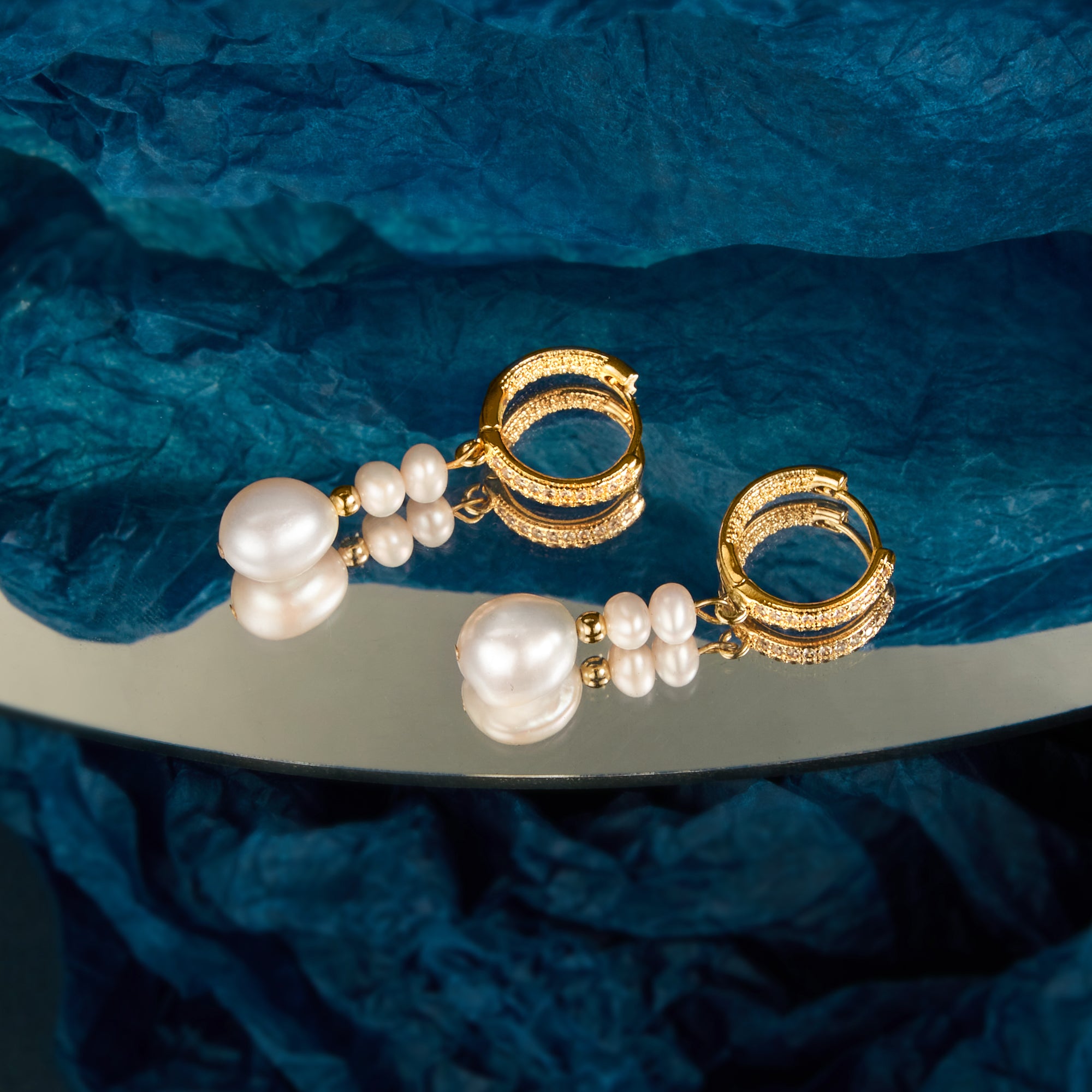 Gold Hoop Pearl Earrings
