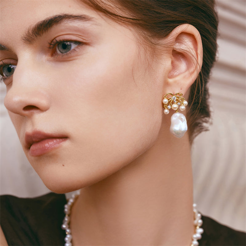 Champagne Moment Baroque Pearl Earrings